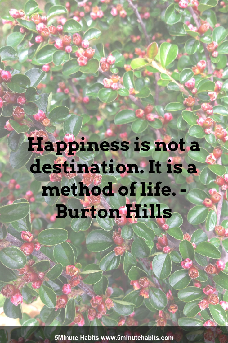 Happiness is not a destination. It is a method of life. - Burton Hills